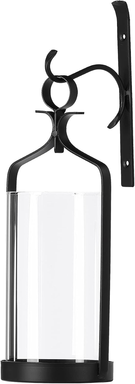 Black Metal Wall Hurricane Candle Sconce