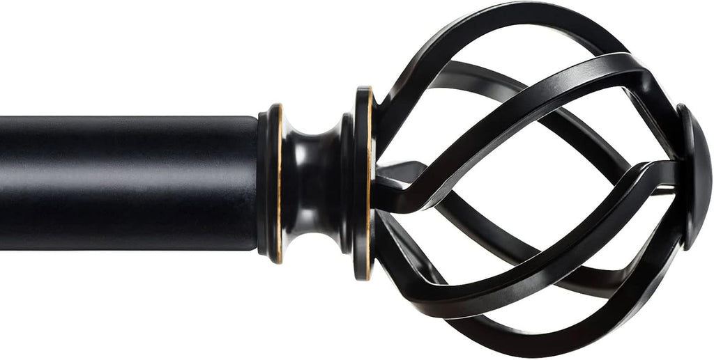 72-144 Inch Black Heavy Duty Single Curtain Rod