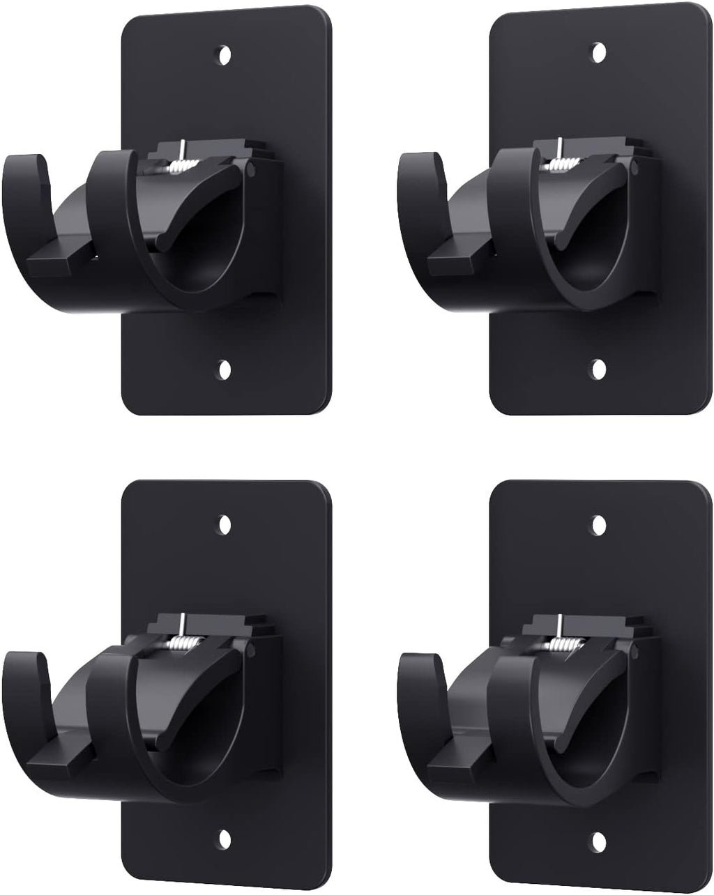 4 Pieces Black Self Adhesive No Drill Curtain Rod Brackets
