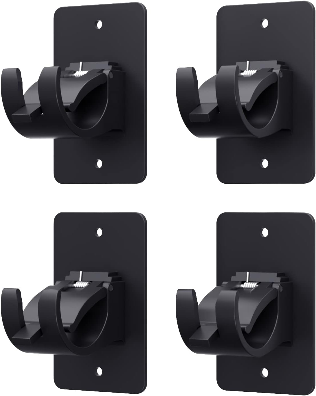4 Pieces Black Self Adhesive No Drill Curtain Rod Brackets