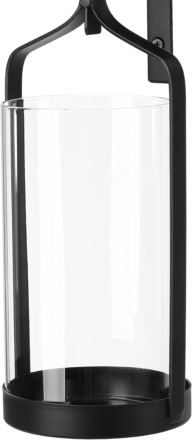 Black Metal Wall Hurricane Candle Sconce