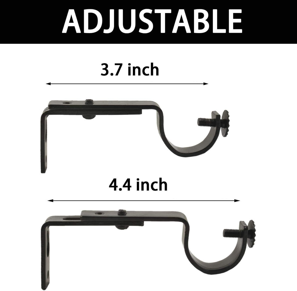 10 Pieces Adjustable Black Heavy Duty Curtain Rod Brackets