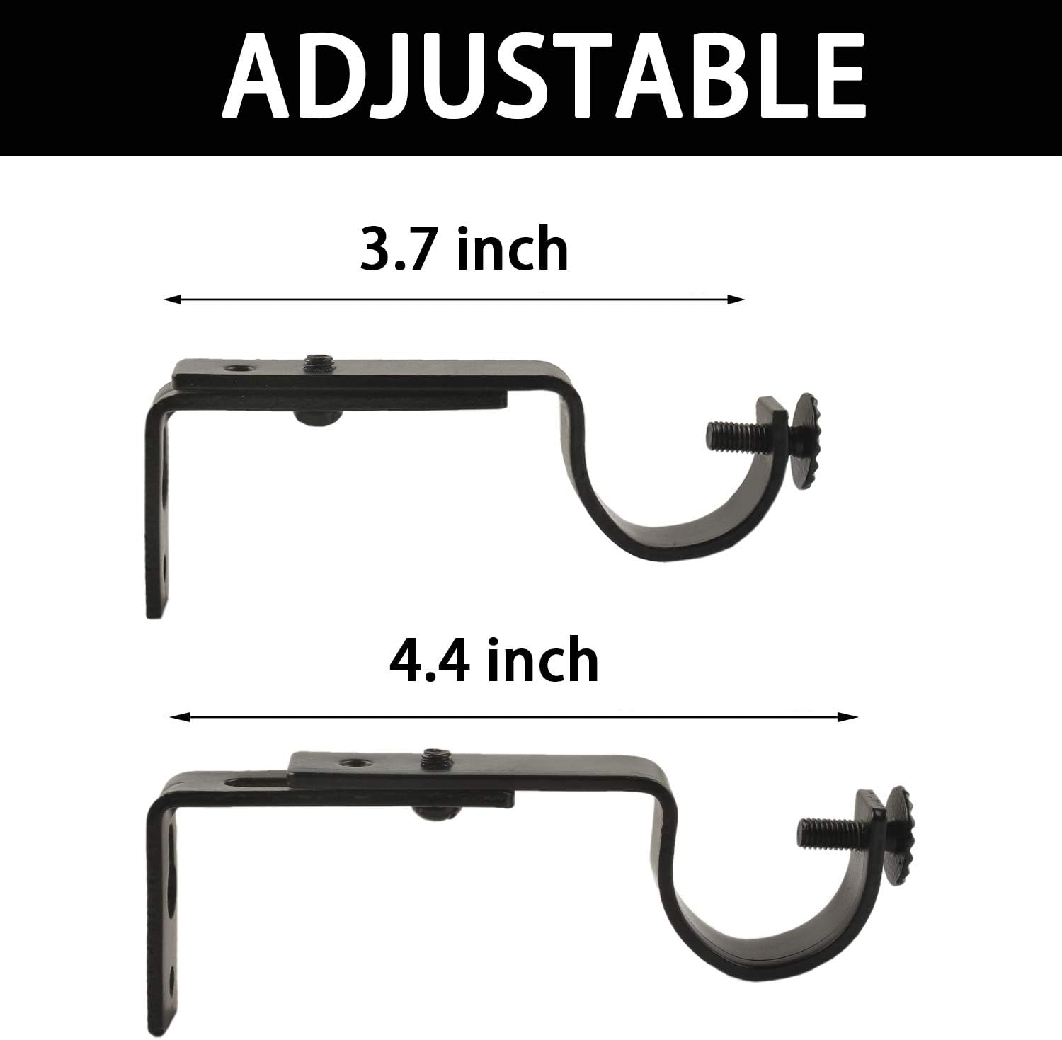10 Pieces Adjustable Black Heavy Duty Curtain Rod Brackets