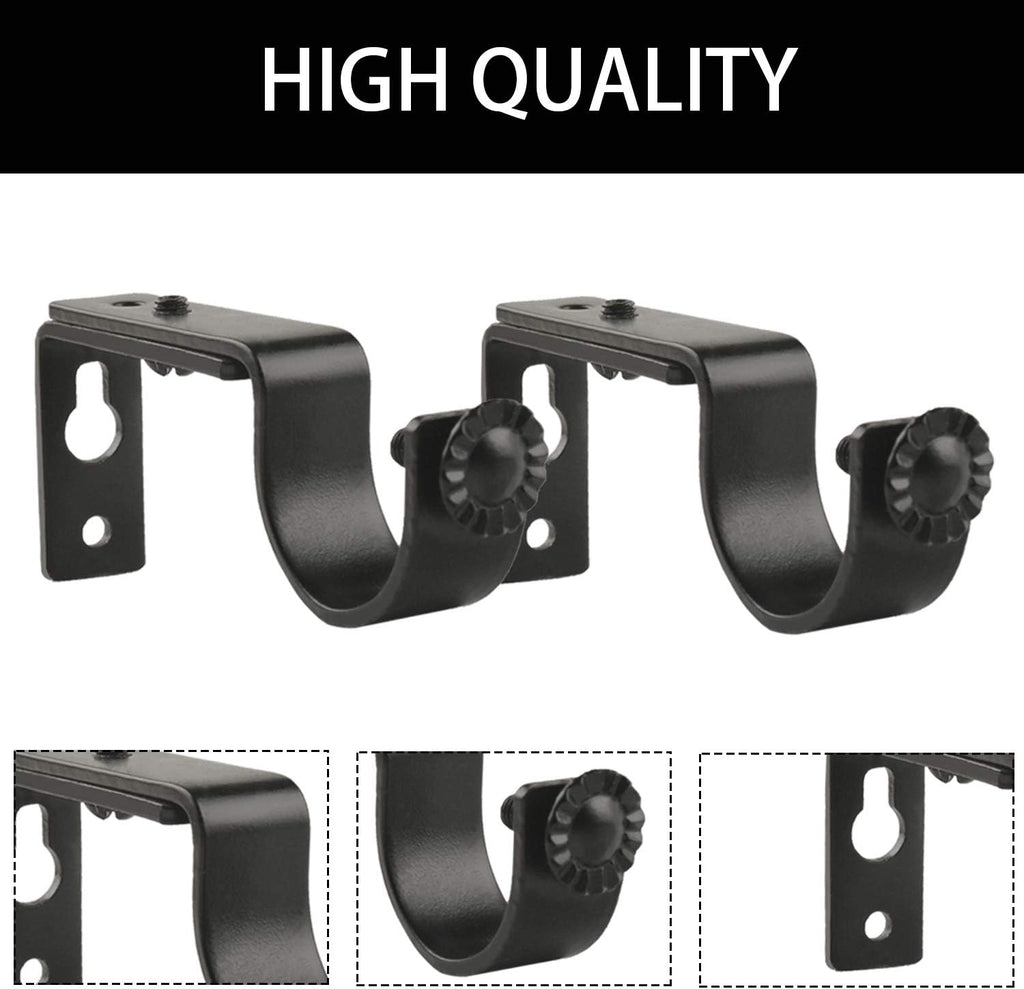 10 Pieces Adjustable Black Heavy Duty Curtain Rod Brackets