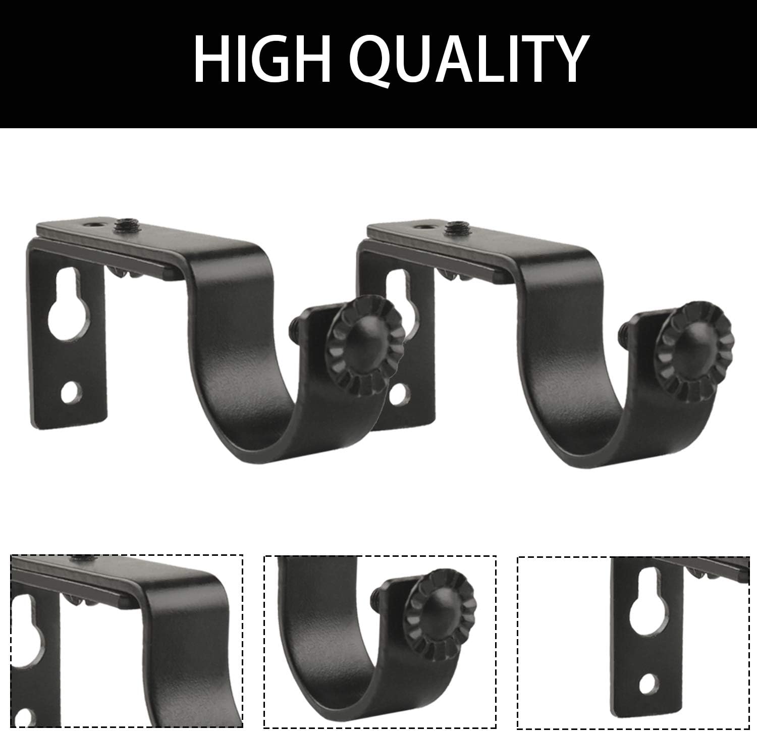 10 Pieces Adjustable Black Heavy Duty Curtain Rod Brackets