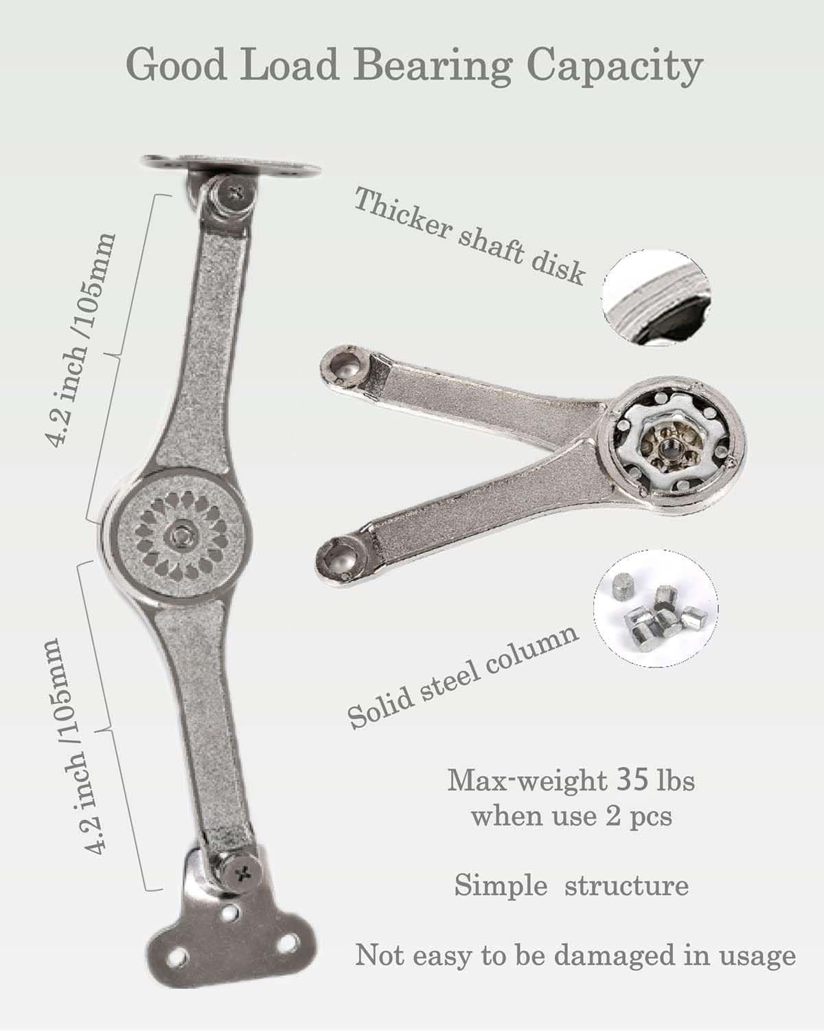 Heavy Duty Lid Stay Hinges Folding Lid Support Hinge,Perfect for Cabinet,Closet,Wardrobe or Toybox 110 Degree (Heavy Duty Style 1 Pair)