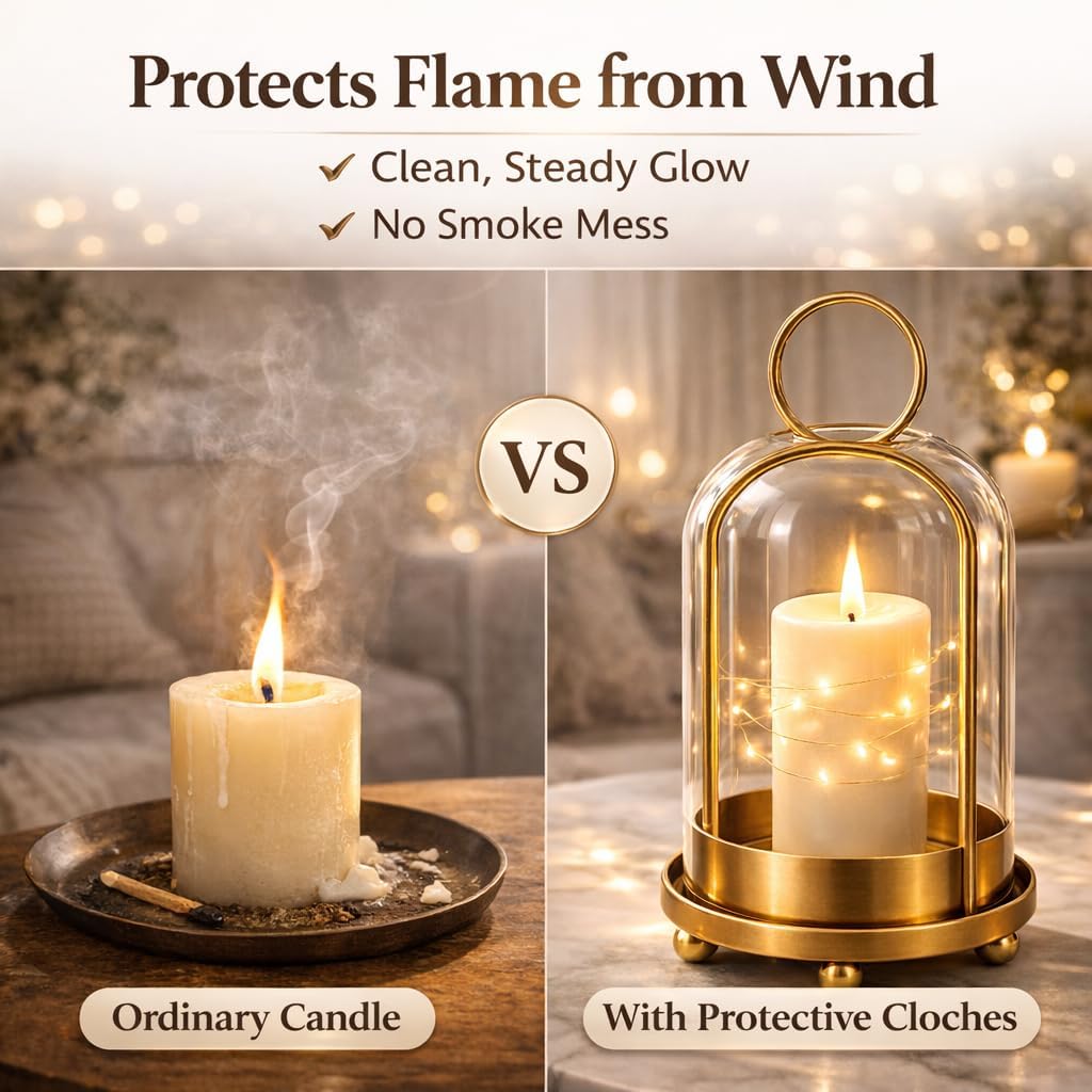 Brass Glass Hurricane Candle Lanterns Set