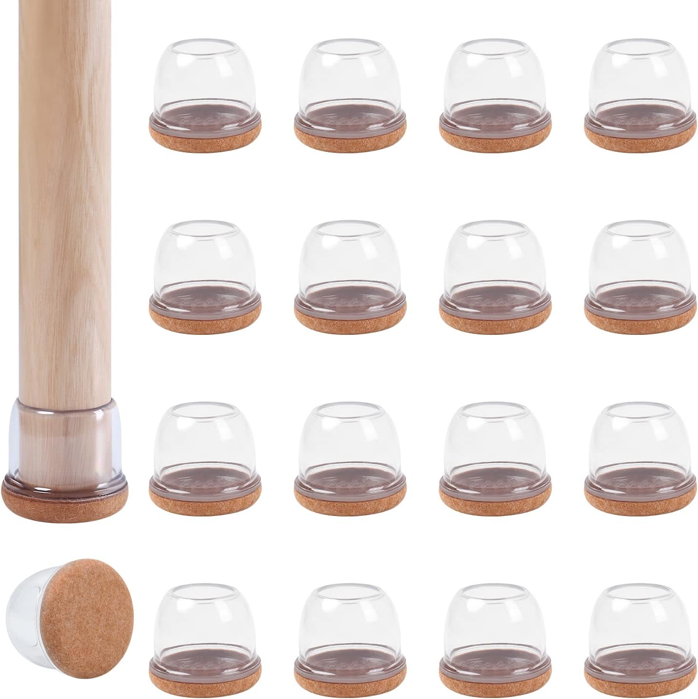 24pcs Clear Felt Chair Leg Floor Protectors