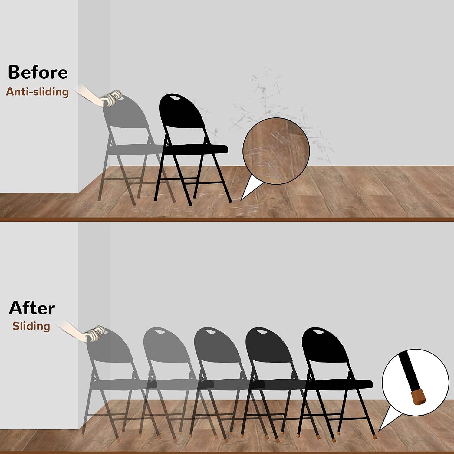 36pcs Beige Round Plastic Folding Chair Leg Caps