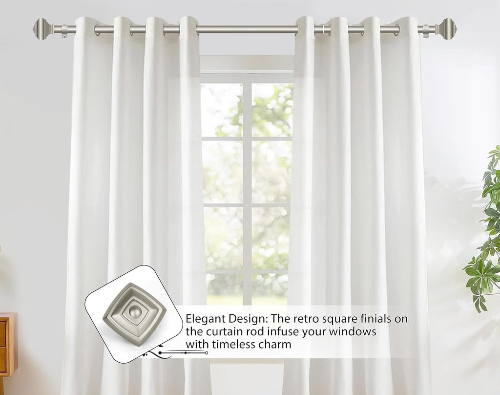 32-58 Inch Antique Silver Adjustable Single Curtain Rod