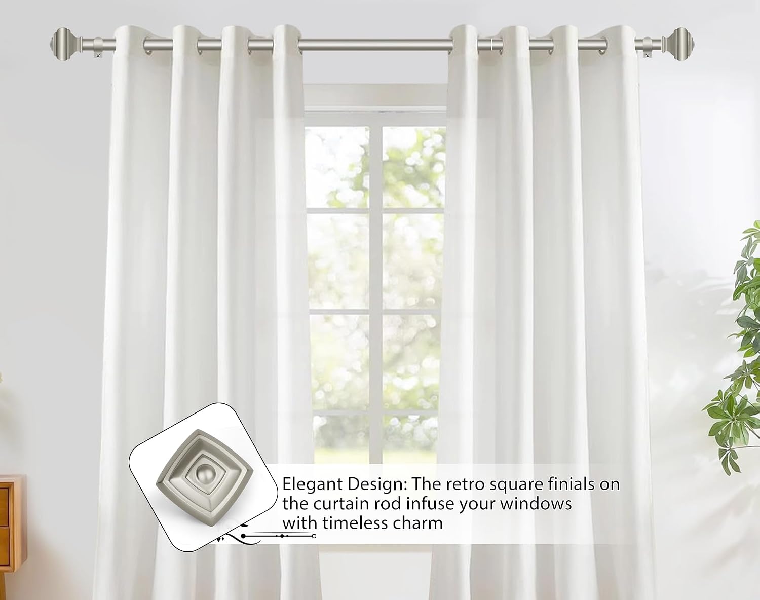 32-58 Inch Antique Silver Adjustable Single Curtain Rod