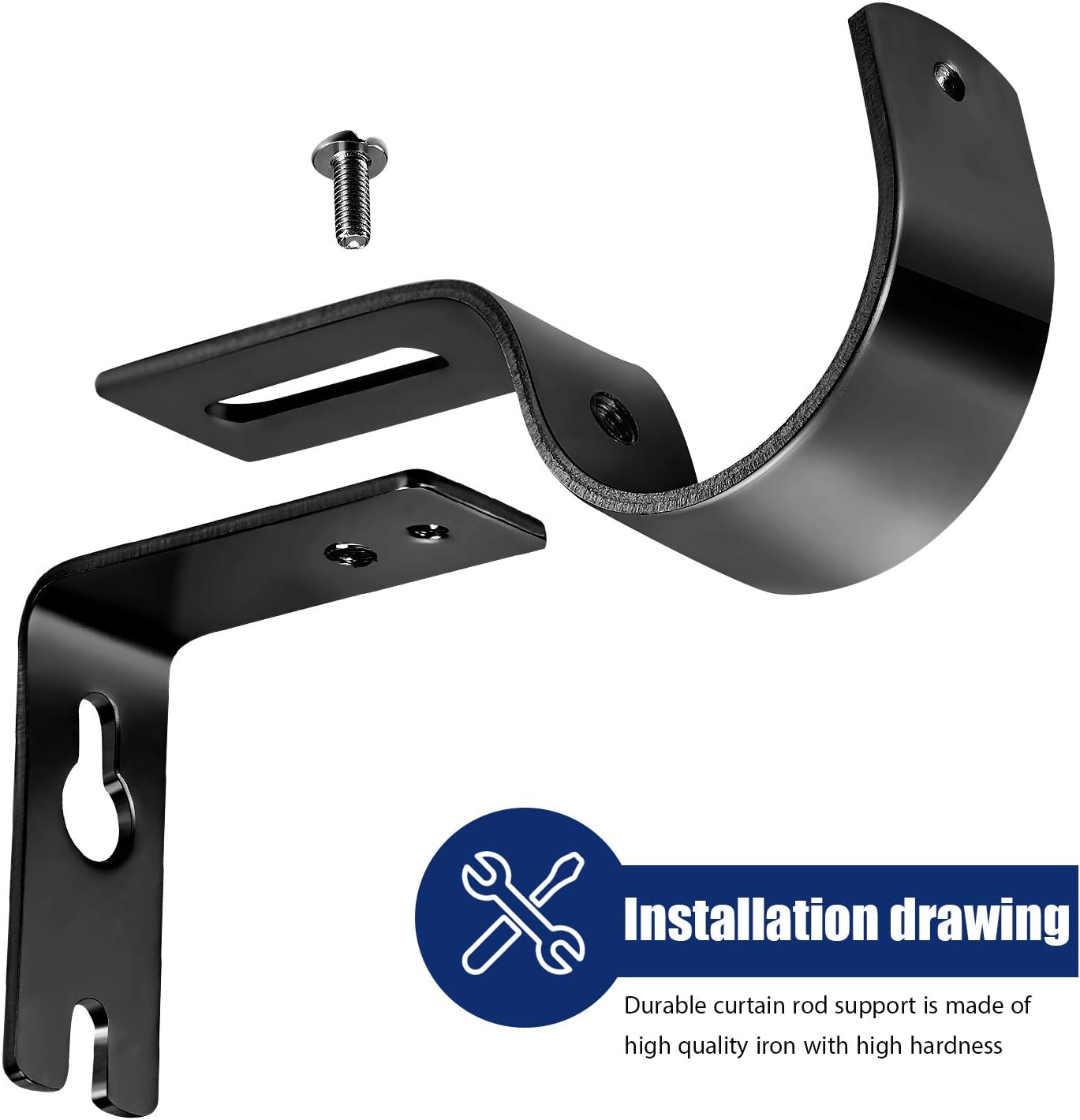 20pcs Glossy Black Adjustable Curtain Rod Wall Brackets