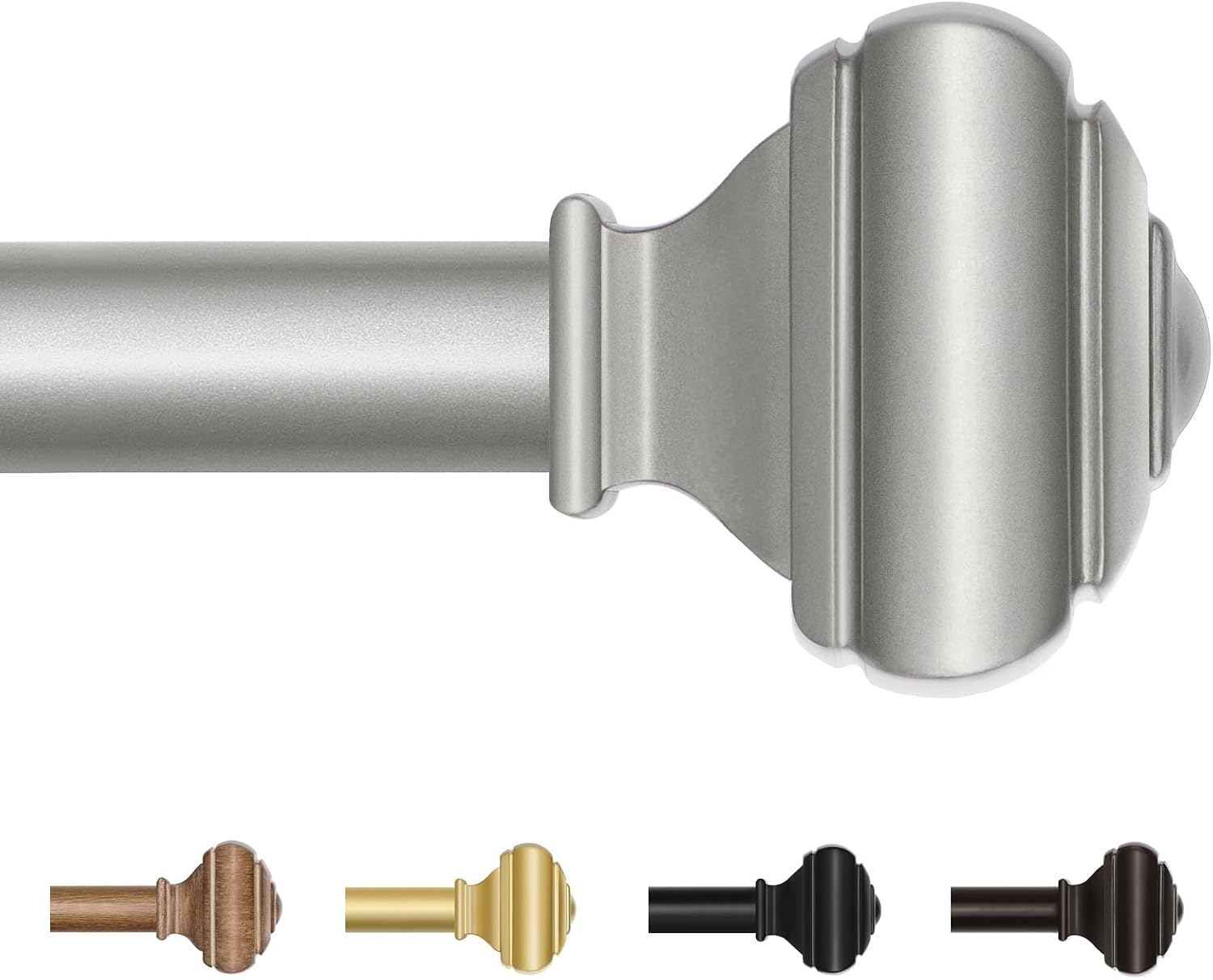 32-58 Inch Antique Silver Adjustable Single Curtain Rod