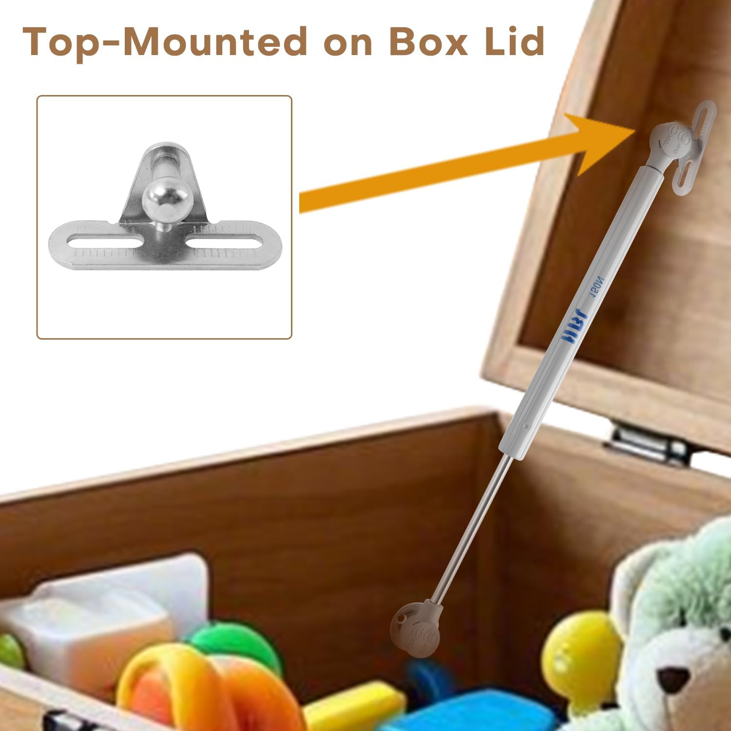 2 Pack 150N Soft Close Gas Strut Toy Box Lid Hinges