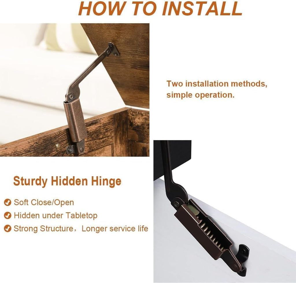 4 Antique Bronze Lid Support Folding Hinges Set