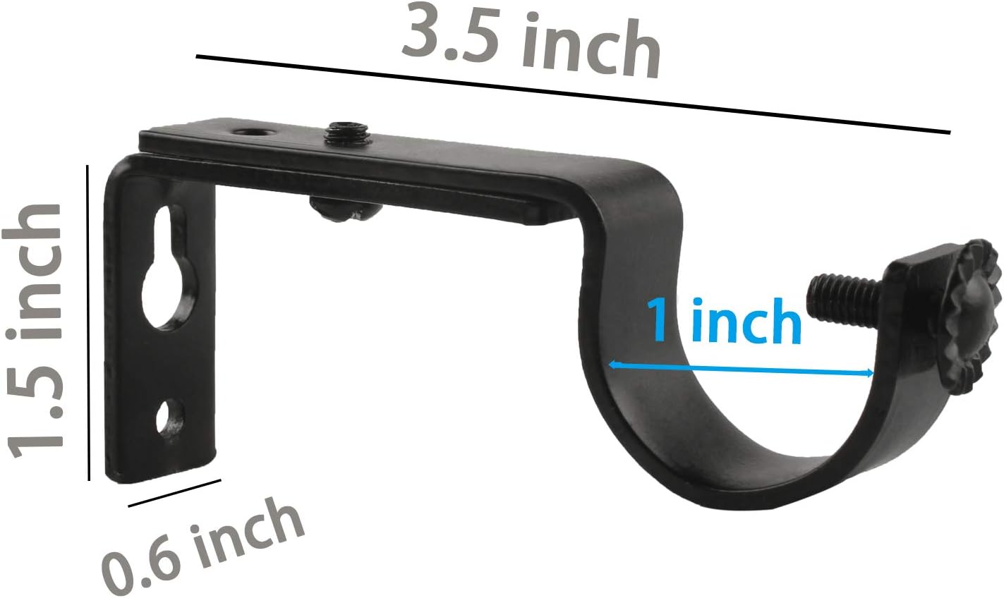 10 Pieces Adjustable Black Heavy Duty Curtain Rod Brackets