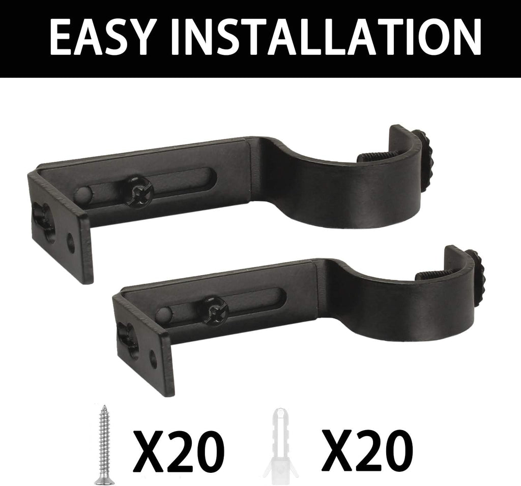 10 Pieces Adjustable Black Heavy Duty Curtain Rod Brackets