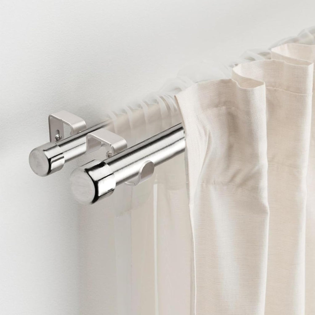 6 Pack Silver Metal Double Curtain Rod Wall Brackets