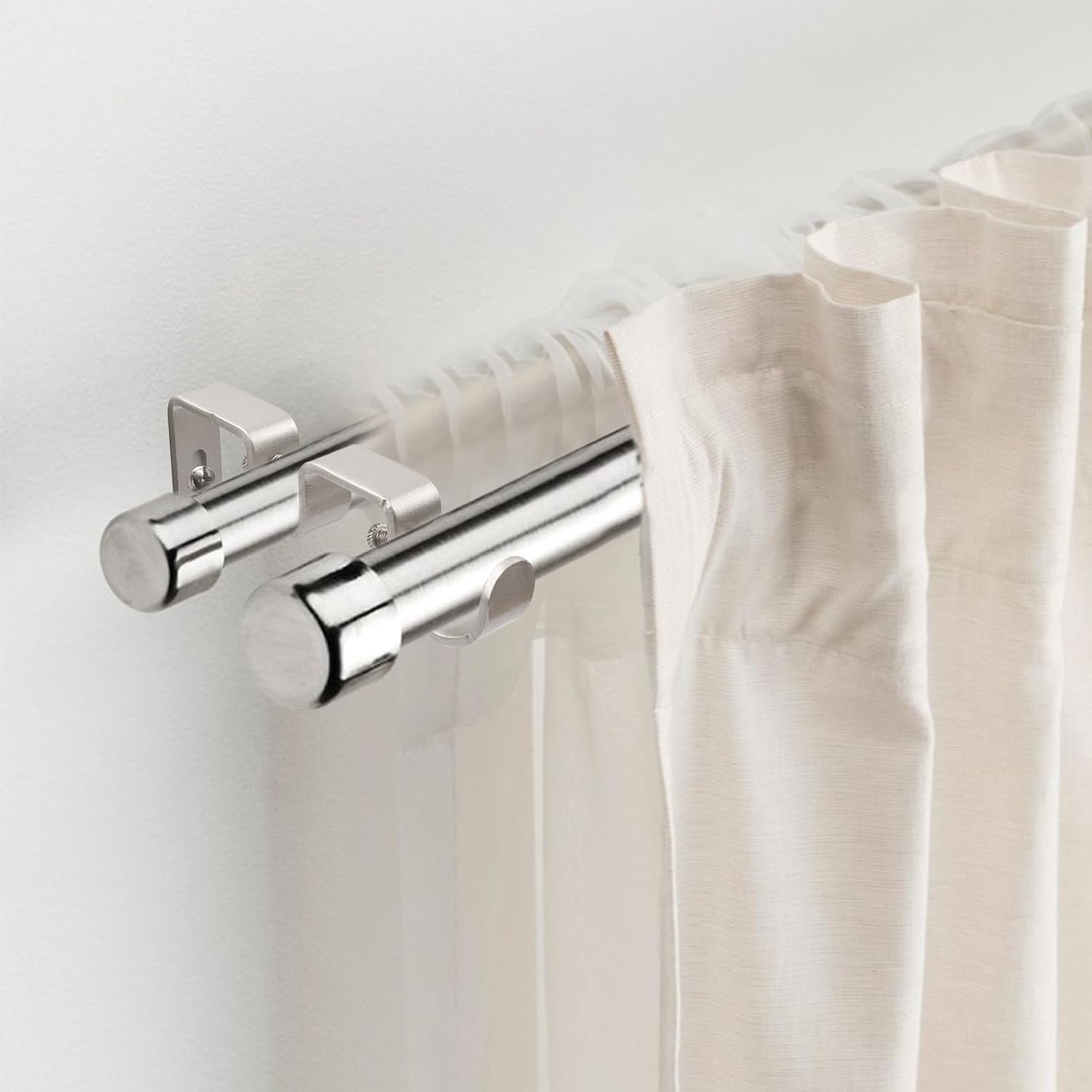 6 Pack Silver Metal Double Curtain Rod Wall Brackets