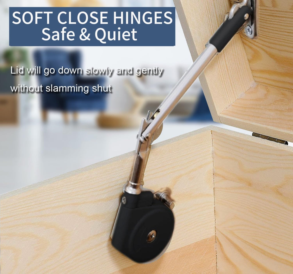 2 Pack Soft Close Toy Box Chest Lid Support Hinges