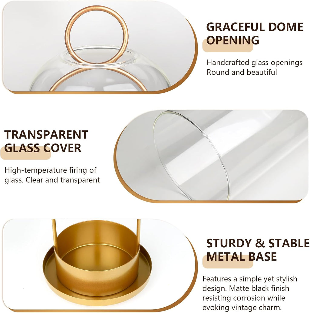 2 Metal Frame Hurricane Glass Candle Lanterns