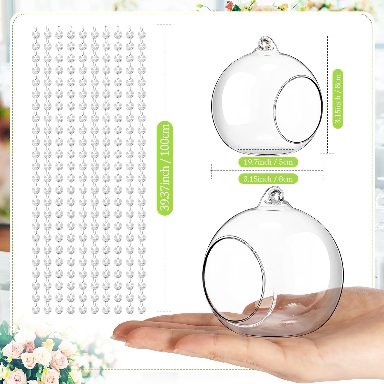 Crystal Garland Glass Globe Tealight Holders