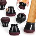 16 Pack Black Round Silicone Felt Chair Leg Floor Protectors