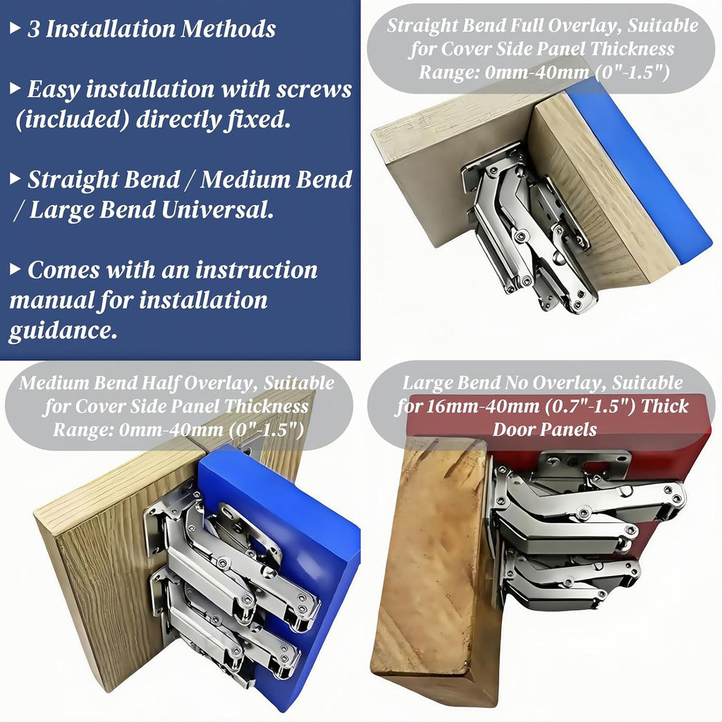 2 Pair 175° Wide Opening Soft Close Concealed Cabinet Hinges