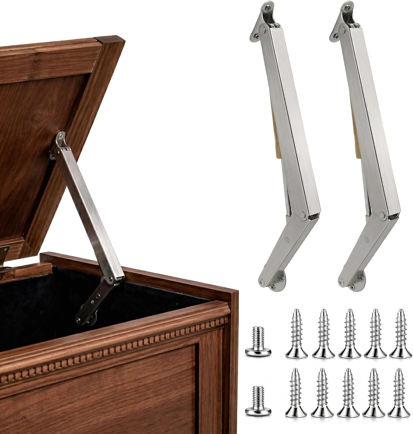 2 Pack 200N Heavy Duty Soft Close Toy Box Lid Hinges