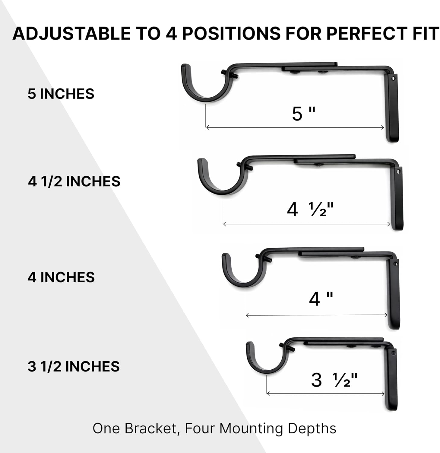 2 Pack Black 5 Inch Extended Magnetic Cover Curtain Rod Brackets