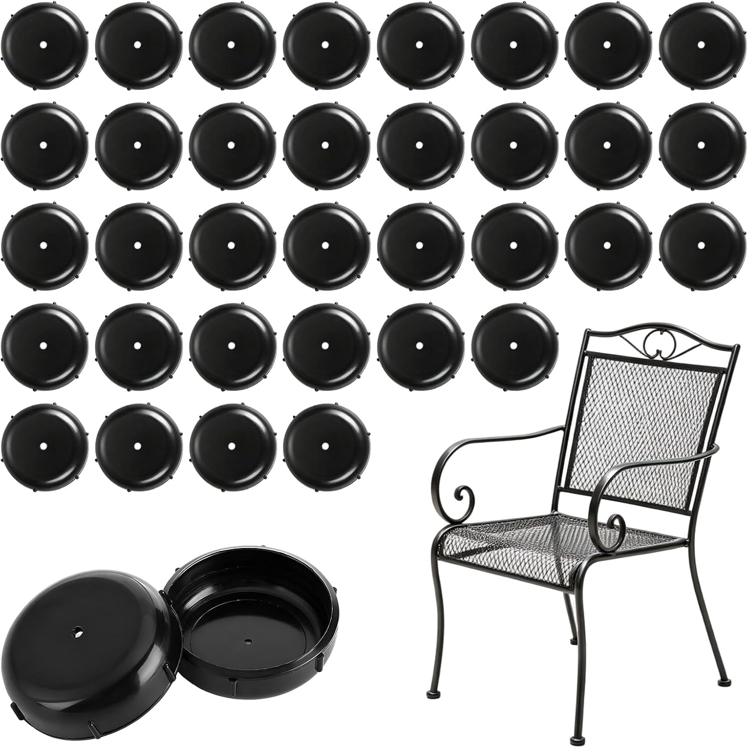36 Pack 1.5 Inch Wrought Iron Patio Chair Leg Caps