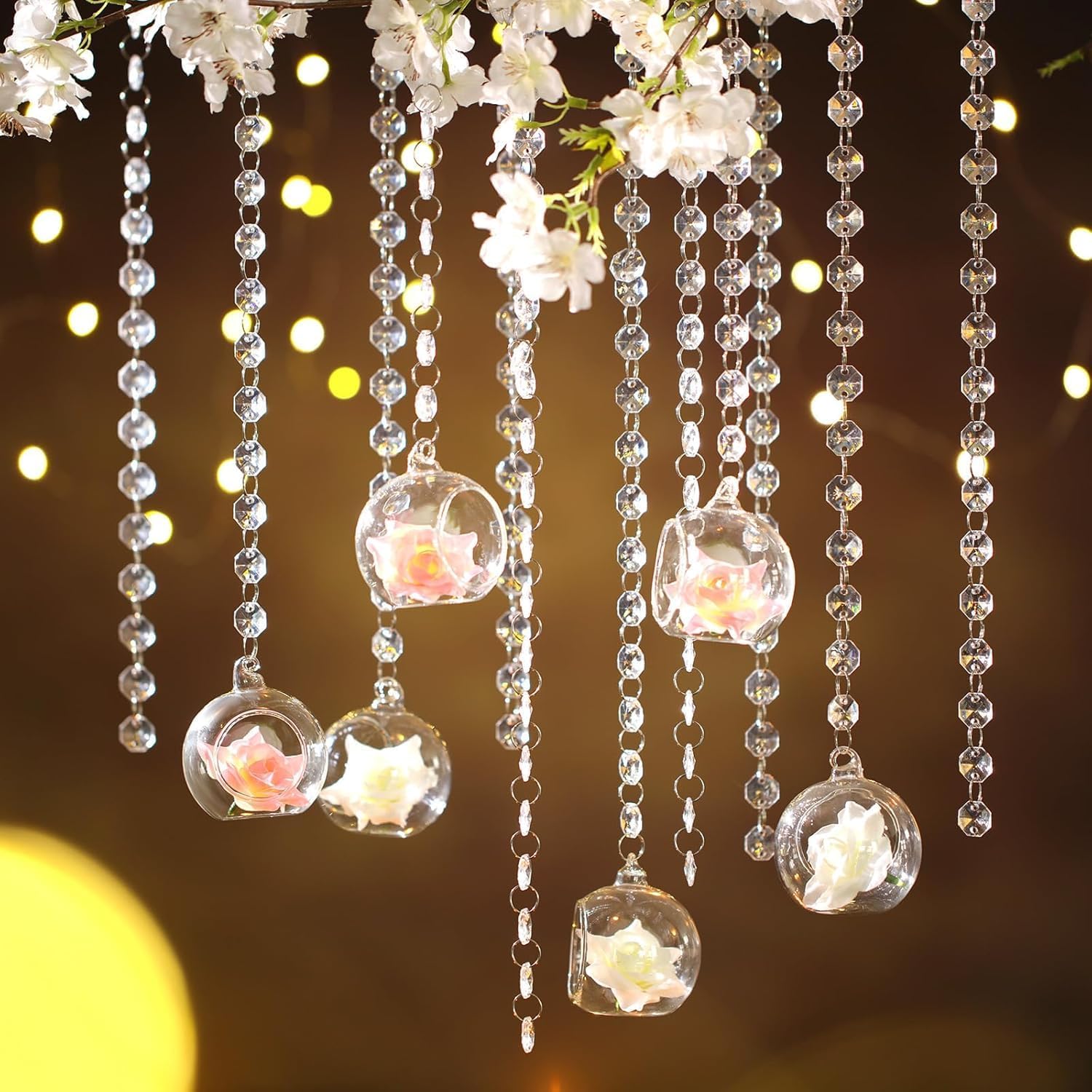 12 Acrylic Bead Glass Globe Candle Holders