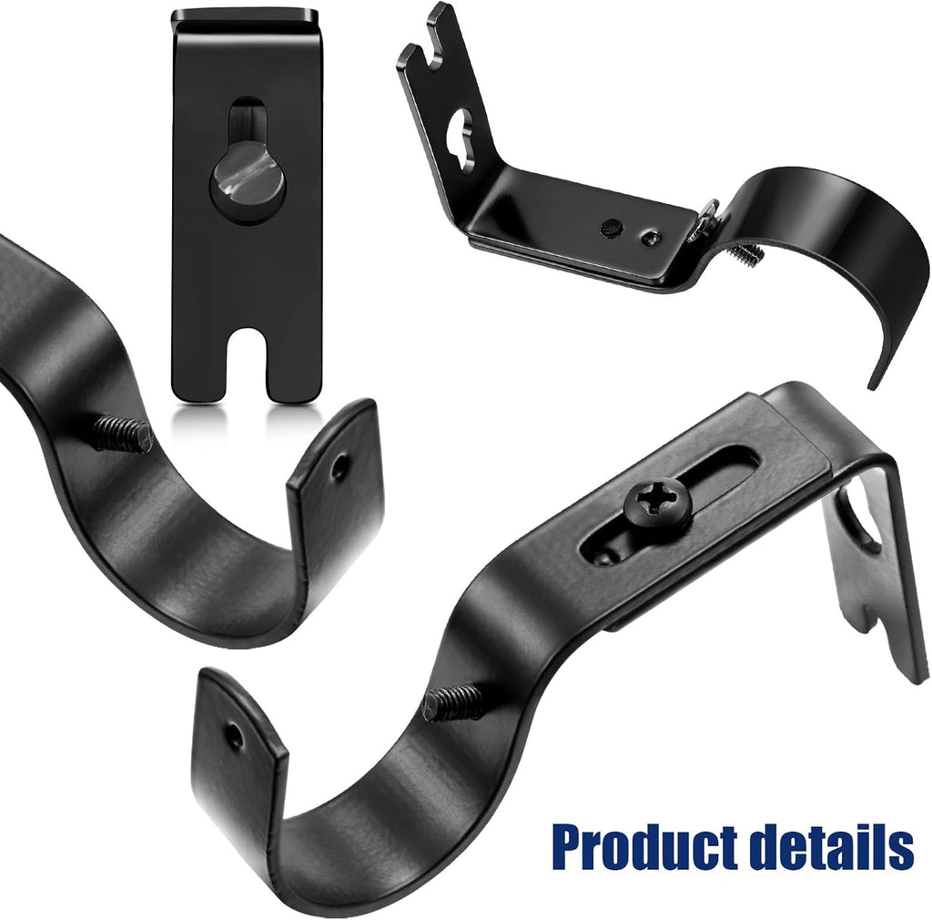 20pcs Glossy Black Adjustable Curtain Rod Wall Brackets