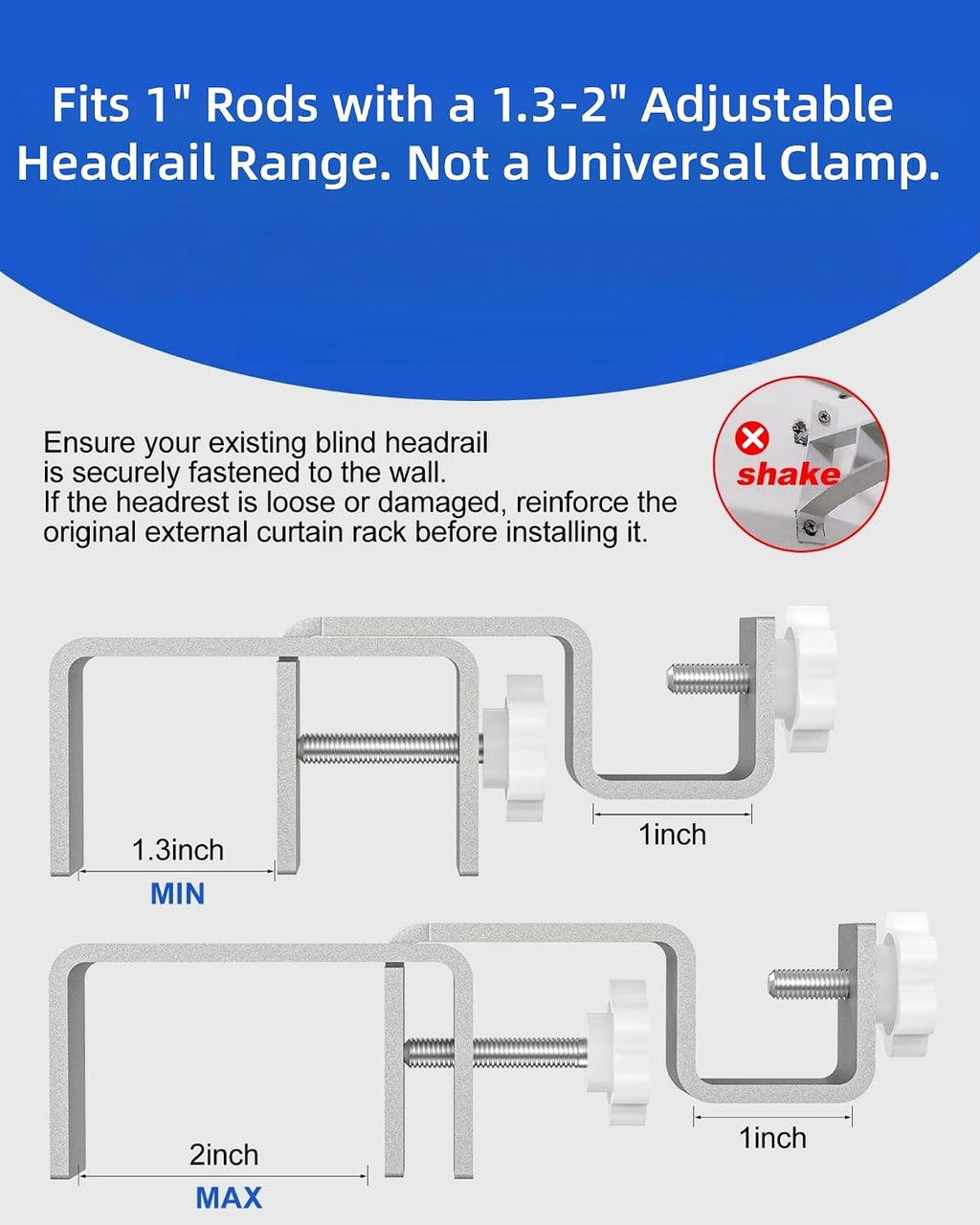 4 Pack Silver No Drill Over-Blinds Curtain Rod Brackets