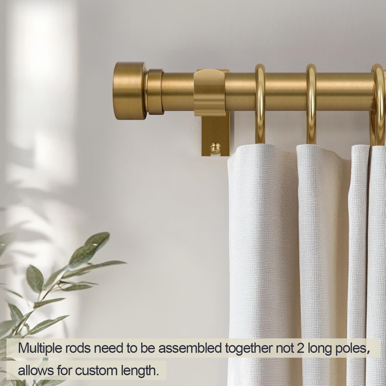 72-144 Inch Warm Gold Heavy Duty Curtain Rod