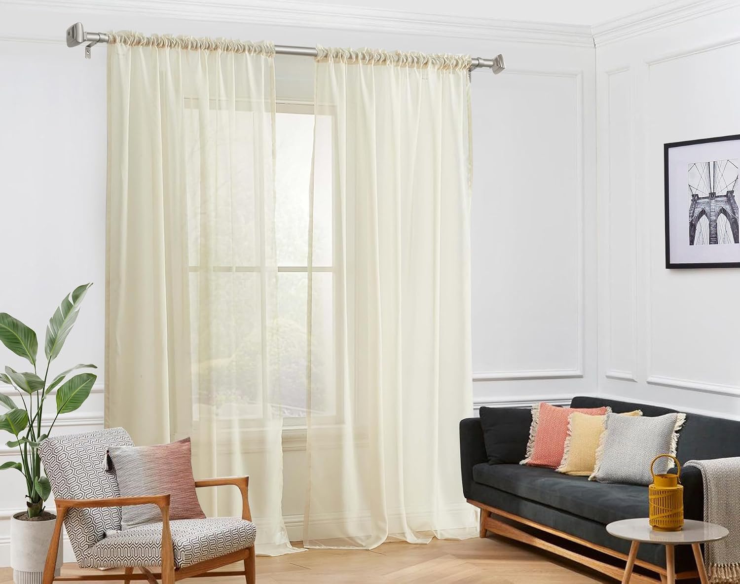 32-58 Inch Antique Silver Adjustable Single Curtain Rod