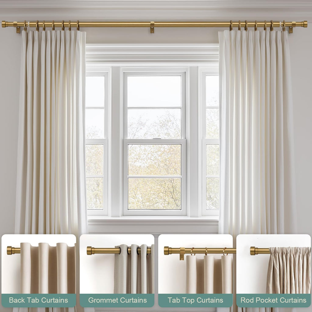 72-144 Inch Warm Gold Heavy Duty Curtain Rod