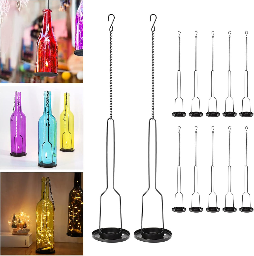12 Wrought Iron Wine Bottle Candle Holders