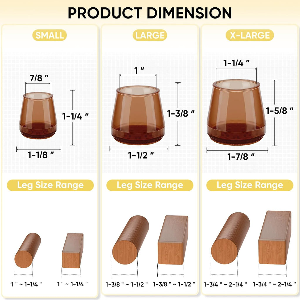 16pcs Brown Small Round Silicone Chair Leg Floor Protectors