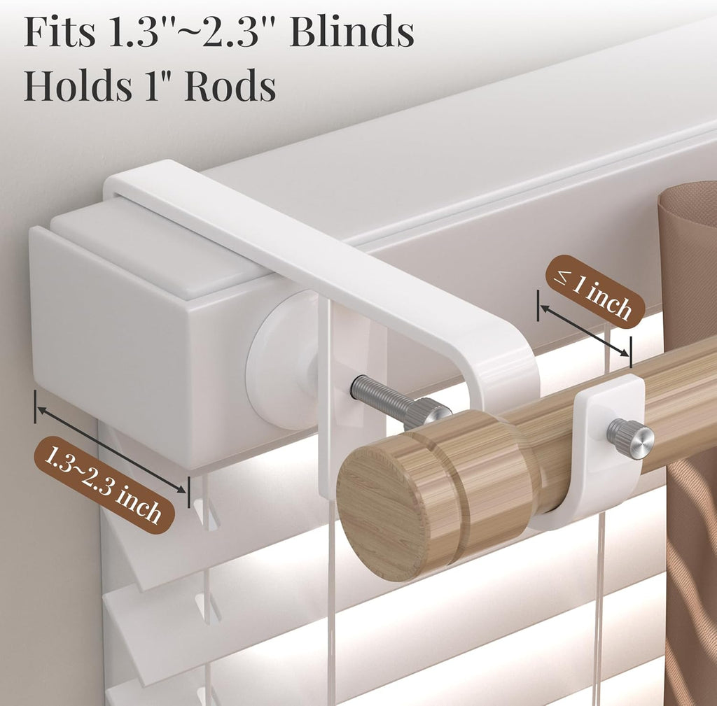 3 Pack White No Drill Over-Blinds Curtain Rod Brackets