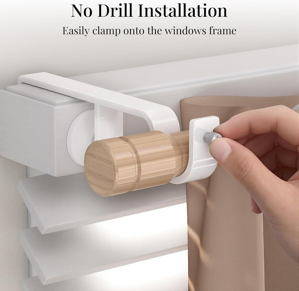 3 Pack White No Drill Over-Blinds Curtain Rod Brackets