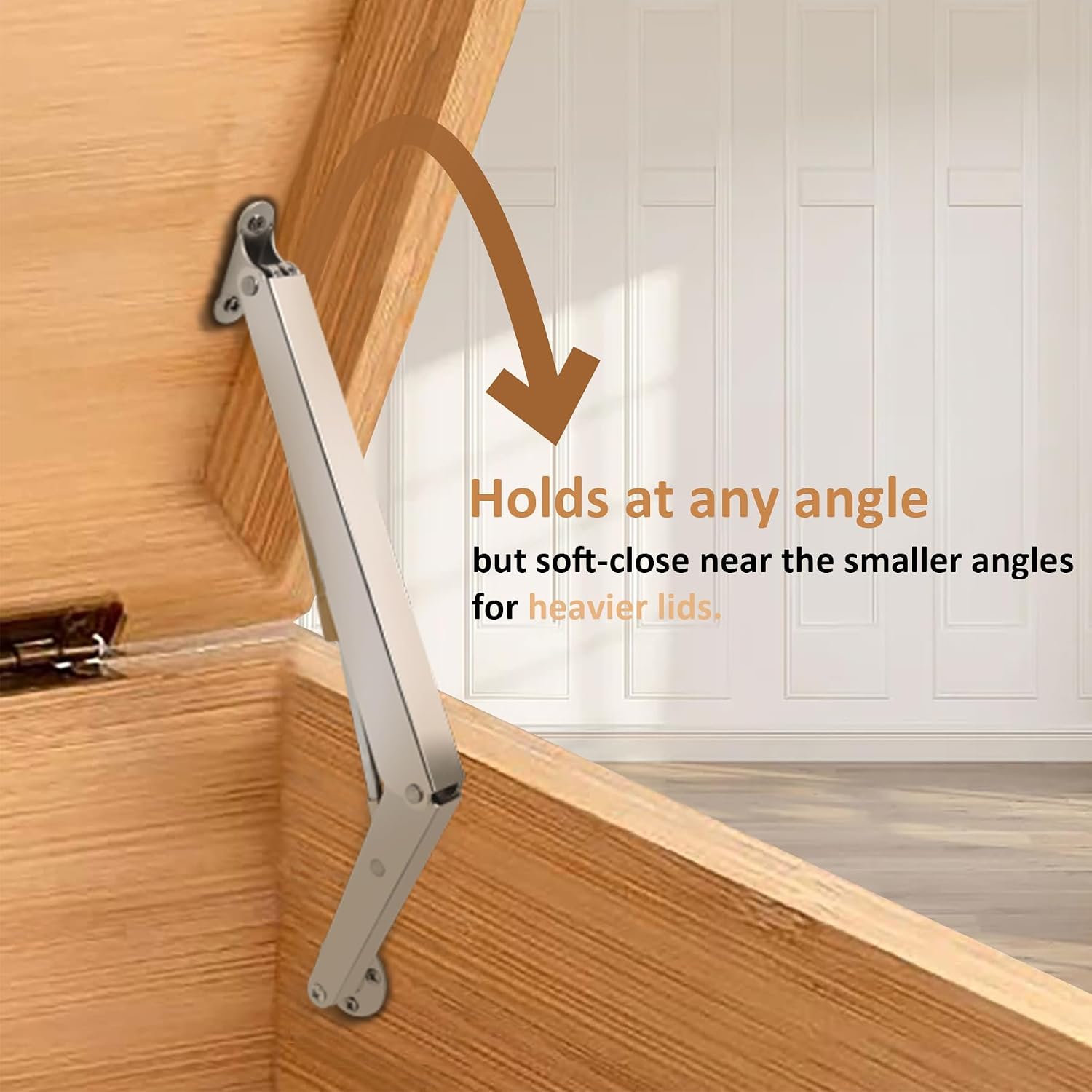 2 Pack 150N Soft Close Gas Strut Lid Hinges