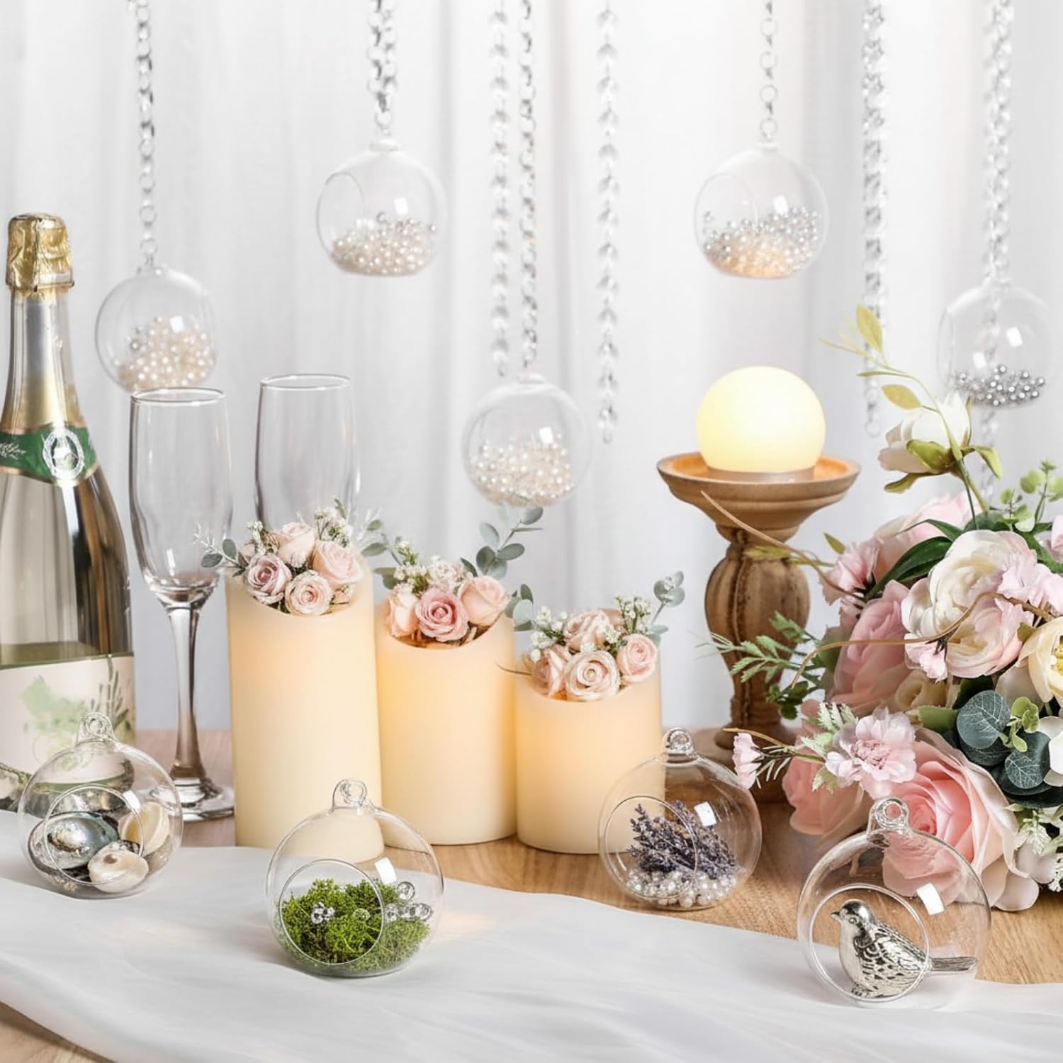 Crystal Garland Glass Globe Tealight Holders