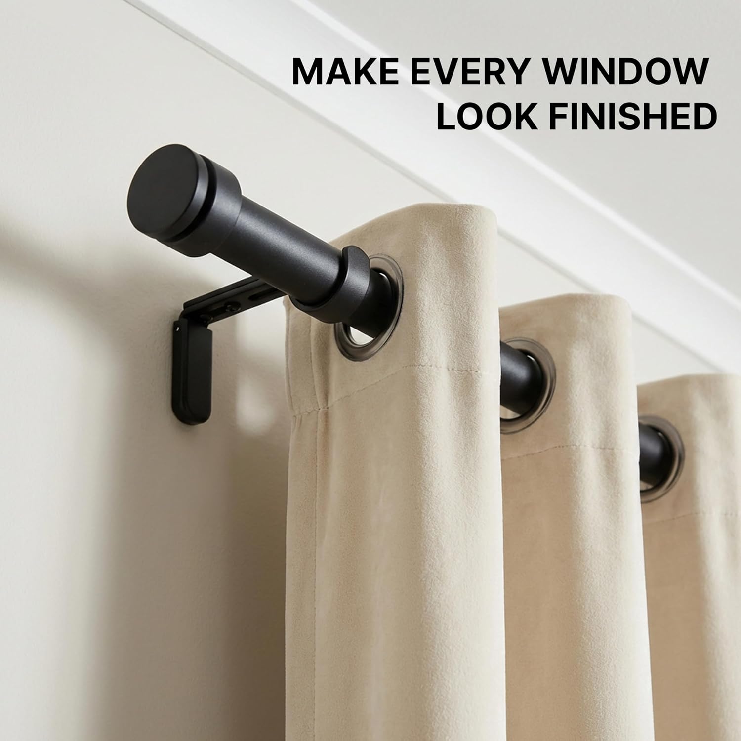 2 Pack Black 5 Inch Extended Magnetic Cover Curtain Rod Brackets