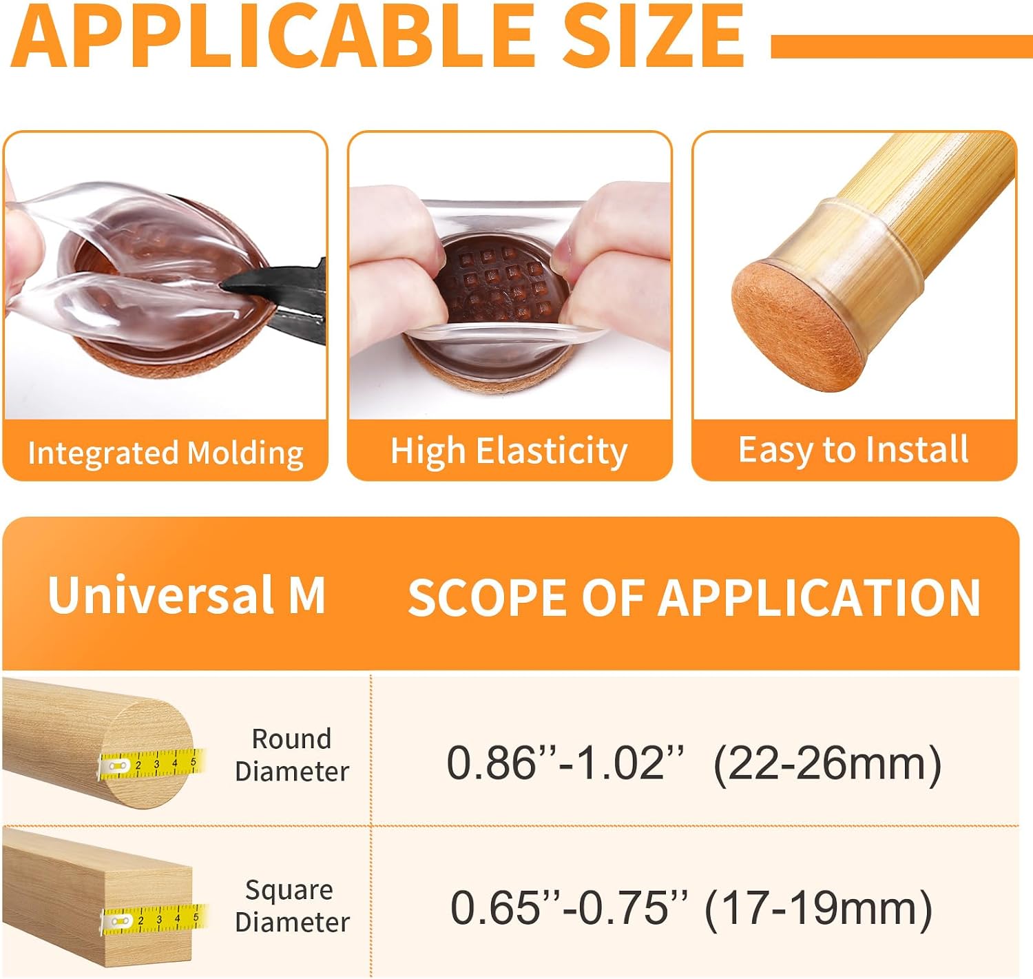 24pcs Clear Felt Chair Leg Floor Protectors