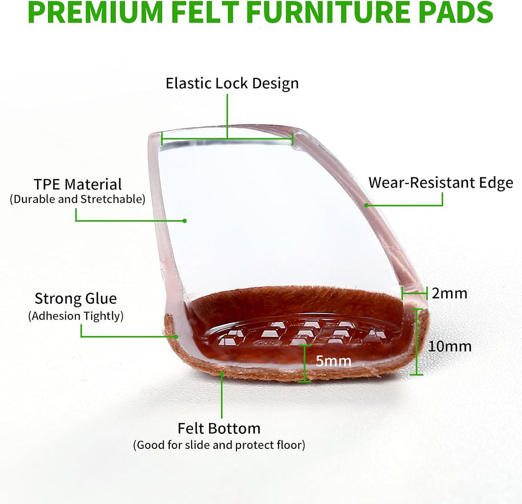 24pcs Clear Slanted Leg Silicone Felt Chair Leg Protectors