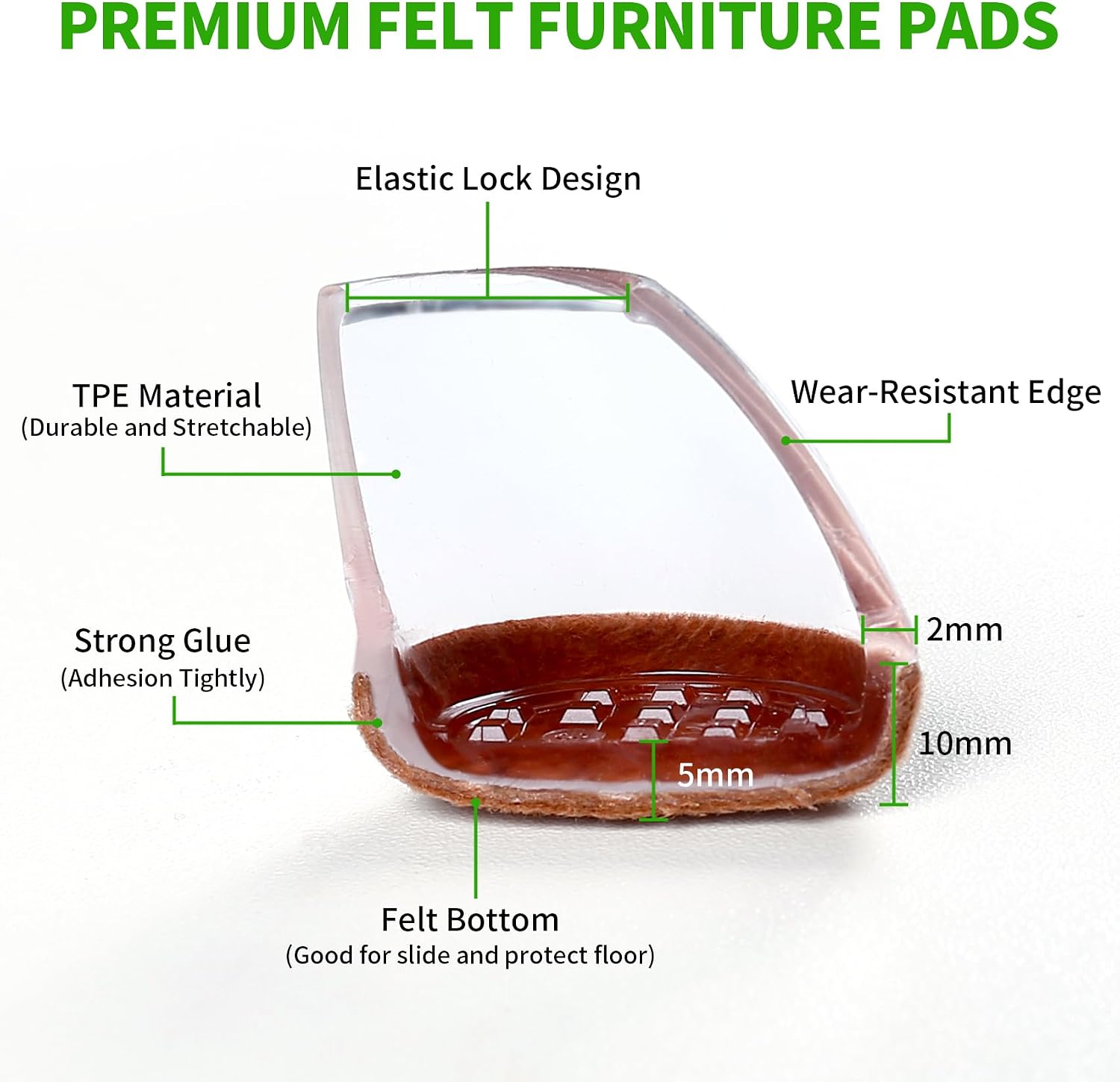 24pcs Clear Slanted Leg Silicone Felt Chair Leg Protectors