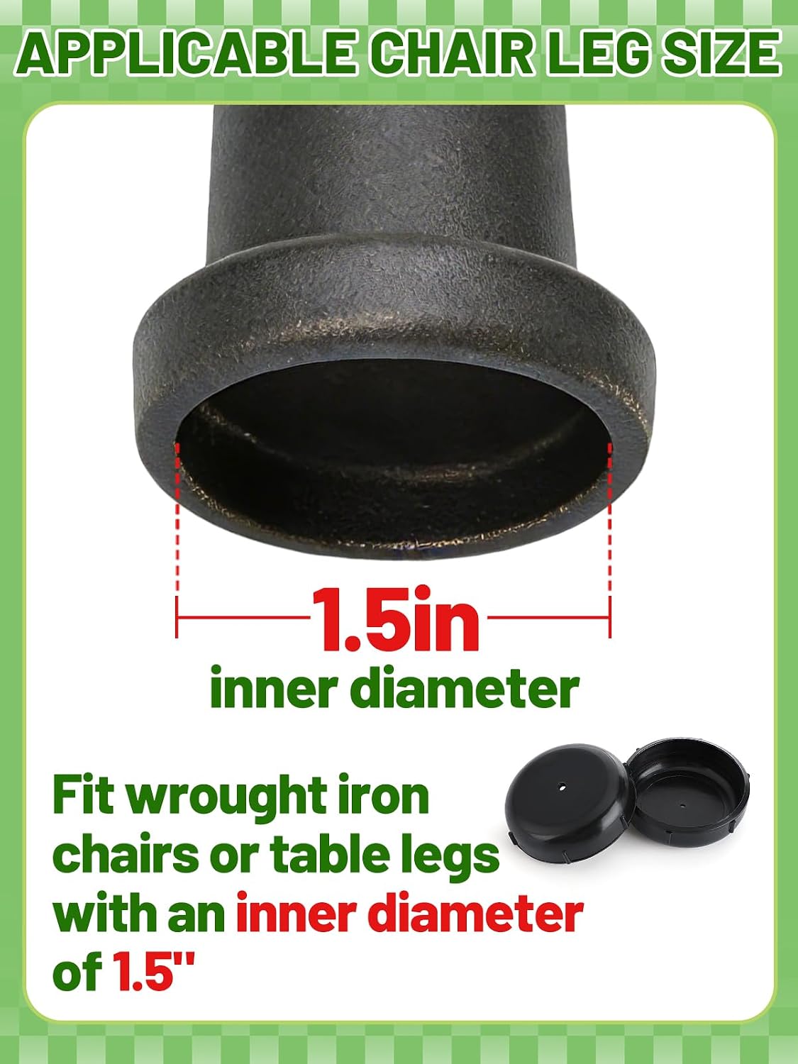 36 Pack 1.5 Inch Wrought Iron Patio Chair Leg Caps
