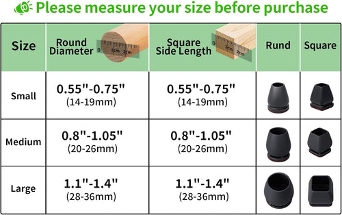 16PCS Black Extra Small Round Felt Chair Leg Floor Protectors