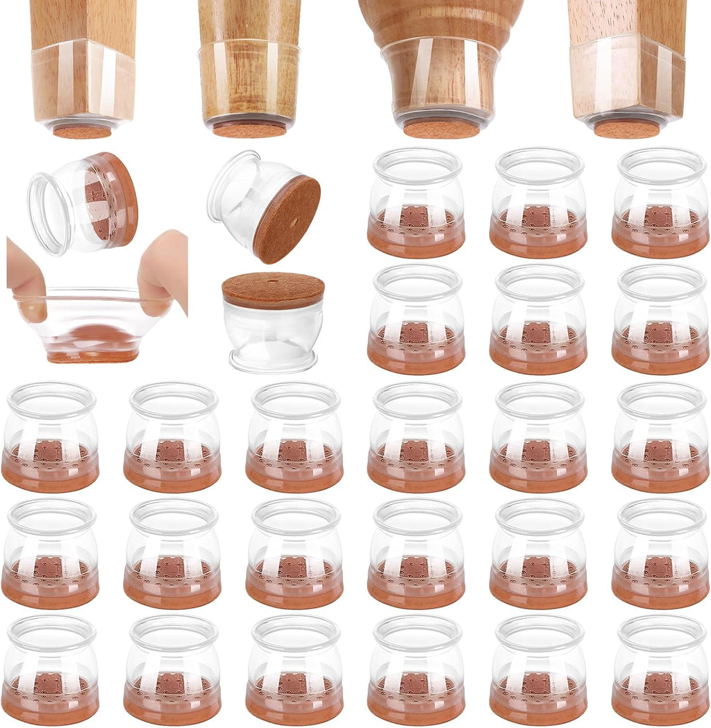 24 Pack Large Universal Silicone Felt Chair Leg Floor Protectors